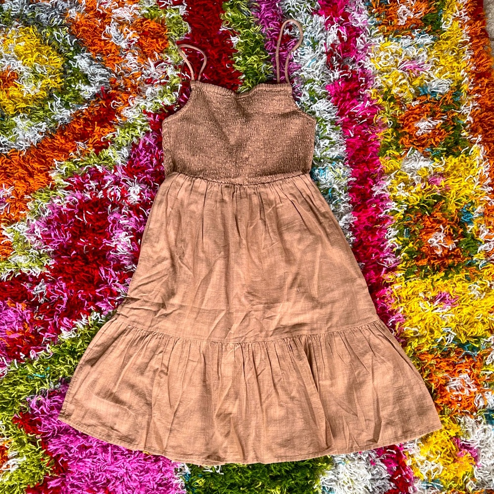 Cotton on tan lace back mini dress